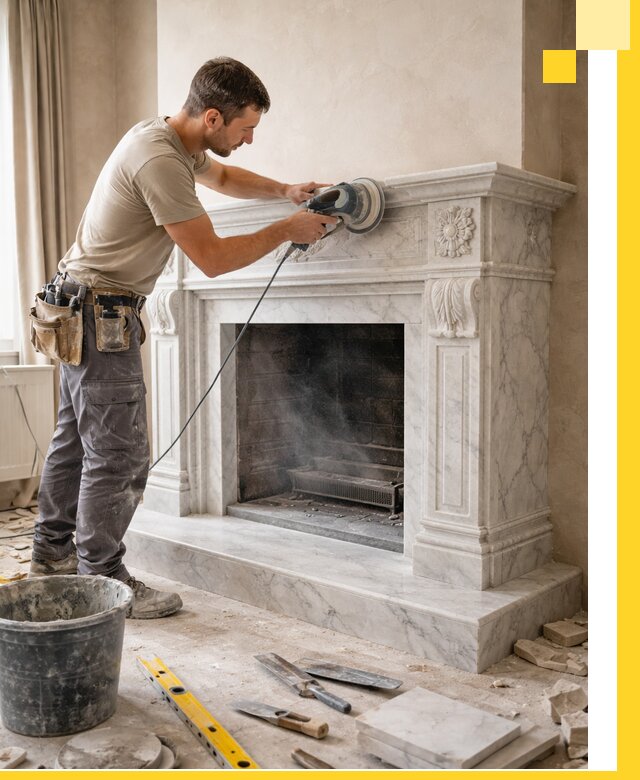 Изготовление и установка мраморных каминов в Йошкаре-Ола под ключ