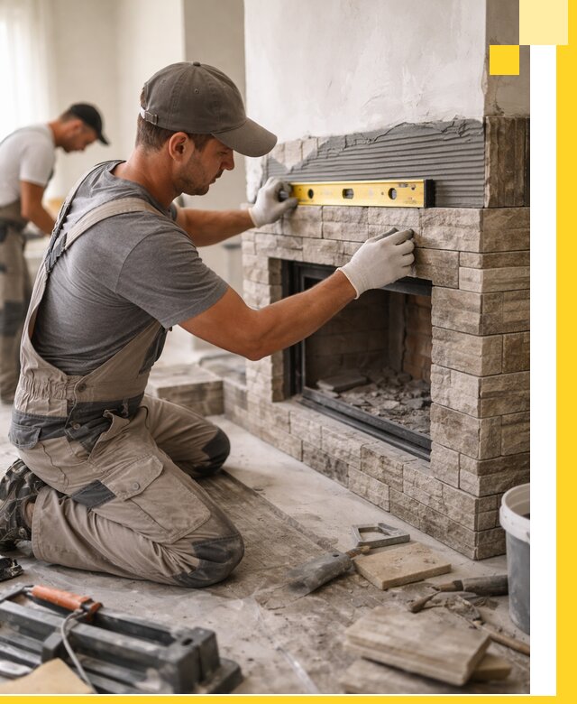 Облицовка каминов в Йошкаре-Ола, монтаж и отделка натуральным камнем