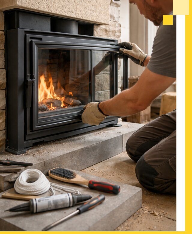 Производство, монтаж и доставка каминов со стеклом в Йошкаре-Ола