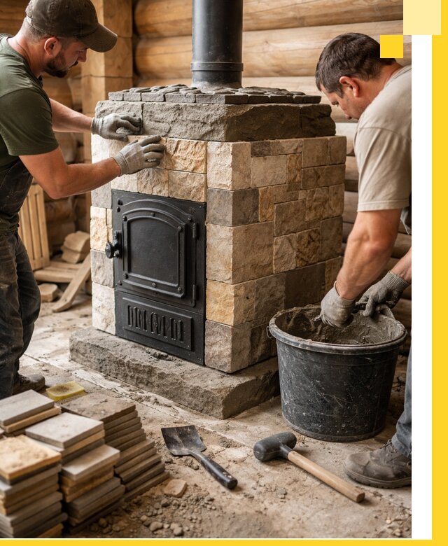 Облицовка банной печи под ключ в Йошкаре-Ола: камень и плитка