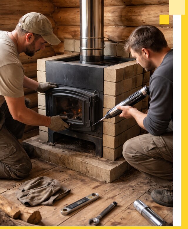 Монтаж и установка печи в бане под ключ с гарантией в Йошкаре-Ола