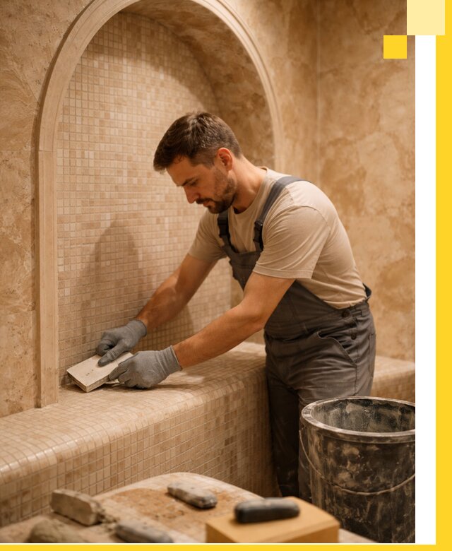 Профессиональная отделка хамамов с мозаикой под ключ в Йошкаре-Ола